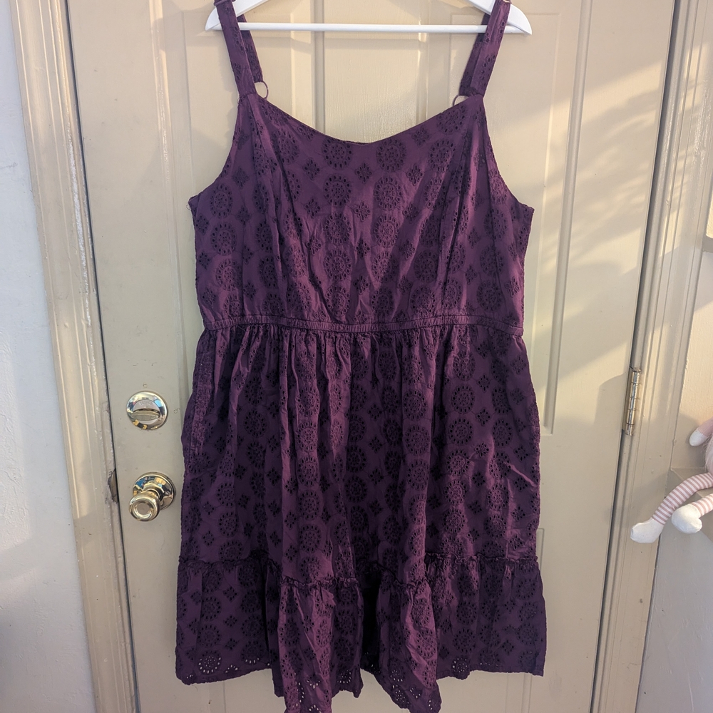 Lane Bryant Burgundy Eyelet Dress